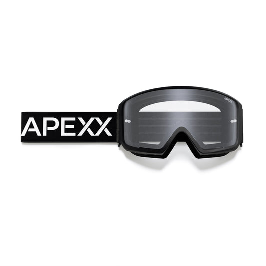 APEXX LGND goggles — black strap, clear lens
