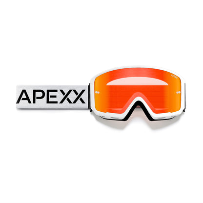 APEXX LGND Goggles White Limited Edition — white strap, Revo Red lens